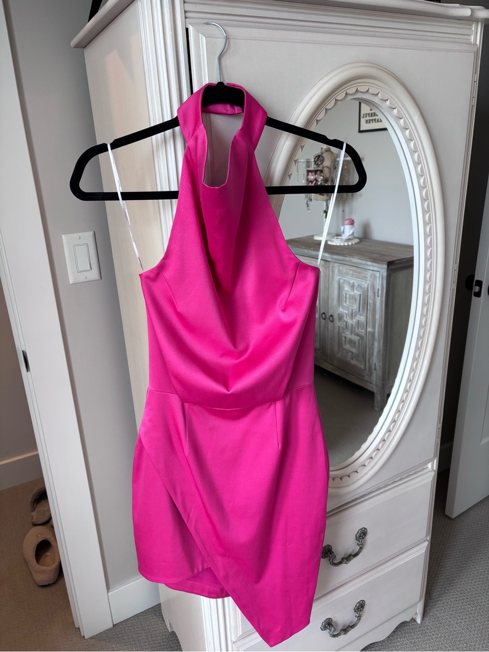 Elliatt Hot Pink Asymmetrical Halter Dress